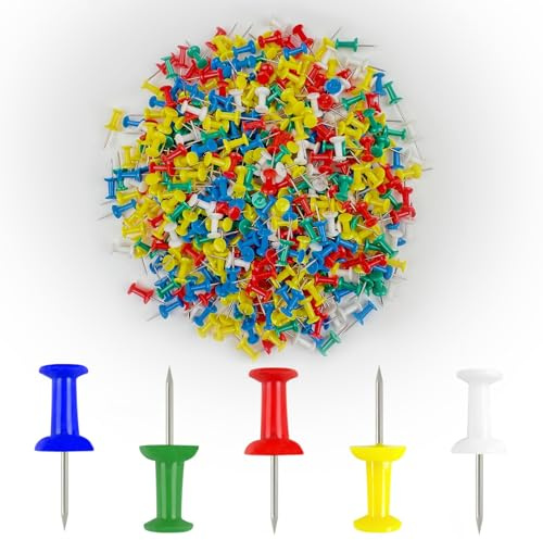 50-teiliges buntes Pinnnadel-Set, 22 mm Länge, Kunststoffkopf mit Metallspitze, mehrfarbig