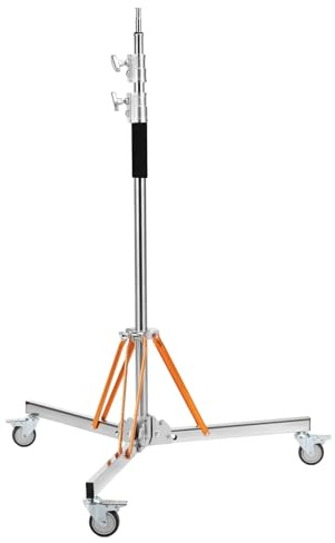 K&F CONCEPT 330CM Lámpara de Montaje Resistente con Rodillos, Fotografía de Alta Resistencia Resistente con Neumáticos de 360° y Rodillos de Arte, Soporte C para Monolicht de Estudio, Último 30KG