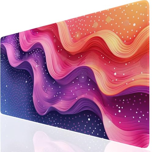 Muster Mauspad XXL, Lila Mousepad 600x300x3mm mit Genähten Kanten, Mauspad Großes Schreibtischauflage, Gaming Mousepad Wasserdicht und rutschfest, Desk Mat Vernähte Kanten für MacBook, Laptop DE-7242