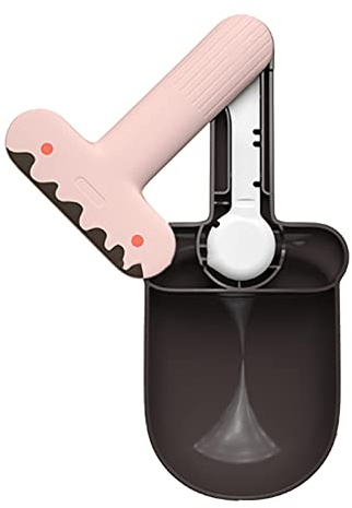 KIMISS Scoop de Nourriture pour Animaux pour Chiens et Chats - Design de Crème Glacée Mignonne avec Clamp/Holder de Scellement pour Un Stockage Sûr et Une Alimentation Facile (Café Rose)