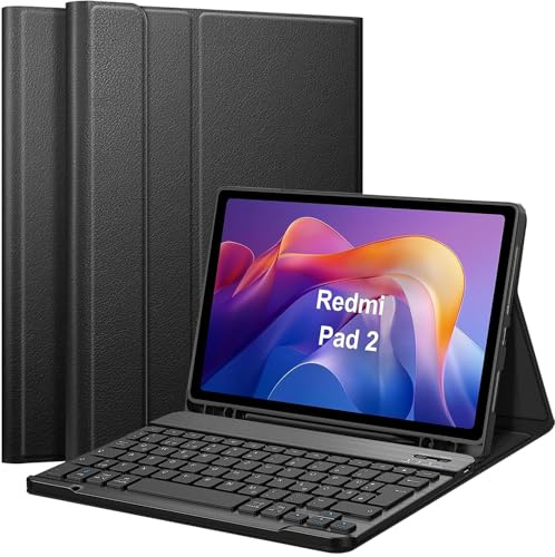 EatronChoi Clavier Coque pour Xiaomi Redmi Pad 2(11 Pouces) 2025, AZERTY Français Amovible Bluetooth sans Fil Clavier Étui Housse pour Xiaomi Redmi Pad 2 11