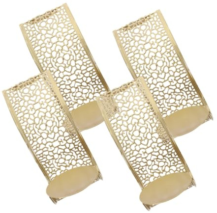 SEWACC Aplique de Pared Calado para Velas de Pilar Diseño Hueco Soporte de Pared para Decoración Colgante de Sala de Estar Juego de 4 Piezas para Ambiente Elegante y Artístico