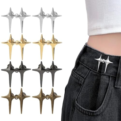 COYUN 8 Pares Botones Ajustables para Jeans, Ajustador de Pantalones, Hebilla de Cintura, Botones para Ajustar Jeans, 4 Colores