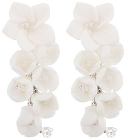 Beaupretty Pasadores Pelo de Mujer 2 Piezas Flor de Jazmín Delicada, Pinzas para Flequillo Lateral y Cabellos Sueltos, Accesorios Cabello para Bodas, Fiestas y Uso Diario