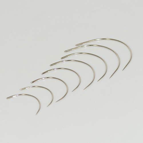 SET: 8 gebogene Nadeln Polsternadeln Nähnadeln Sattlernadeln rund Leder 35, 40, 50 und 60 mm - Leder nähen Stahl Nadel