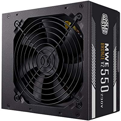 Cooler Master MWE 550 Bronze 230V V2, Bloc Alimentation PC 80 PLUS Bronze, Ventilateur HDB Sensible à la Température, Circuit DC-DC + LLC avec Rail Simple +12V, Non Modulaire, Prise EU, Garantie 5 ans
