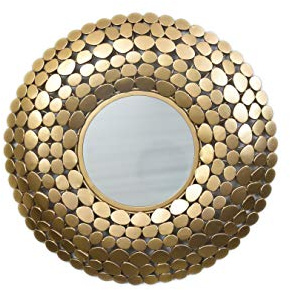 Harrow Decor Large Pebble Mirror WM-019G, Dia 70cm in Gold Finish