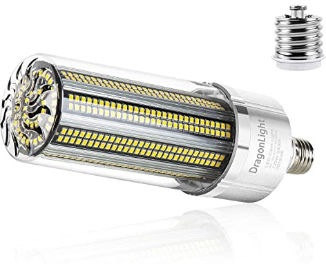 Bombilla LED de maíz superbrillante de 80W (equivalente a 600W) – Bombilla LED E27 con adaptador E40 – 5000K blanco frío 9600 lúmenes para iluminación grande – Garajes, taller, fábrica del patio