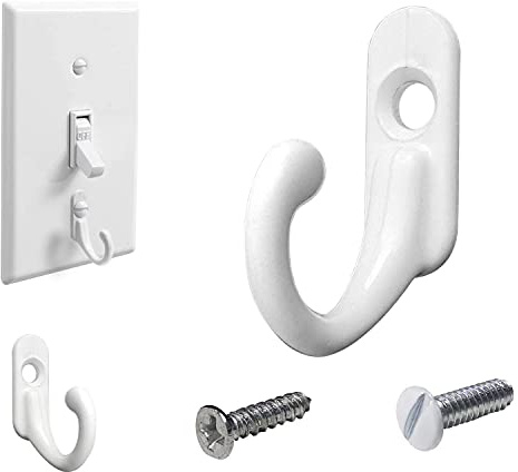 Chanvoo Light Switch Plate Hooks, 3 Pack Tiny Wall Mounted Hooks for Hanging Coat, Scarf, Bag, Towel, Key, Hat, Robe with Screws (White)