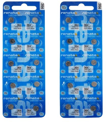 Renata #364 Knopfzellenbatterien für Uhren, 20 Stück