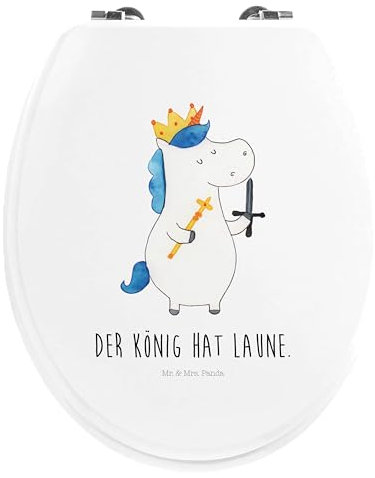 Mr. & Mrs. Panda Motiv WC Sitz Einhorn König mit Schwert - Geschenk, Unicorn, Klodeckel, Ritter, Mittelalter, Einhörner, WC-Sitz, Toilettendeckel,