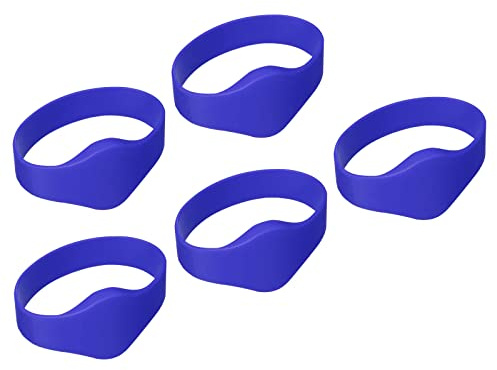 sourcing map RFID Wristbands Silicone Proximity Bracelet 13.56MHz Read Only Waterproof Wide Ring Type for Door Entry Access Control, Blue 5 Pack
