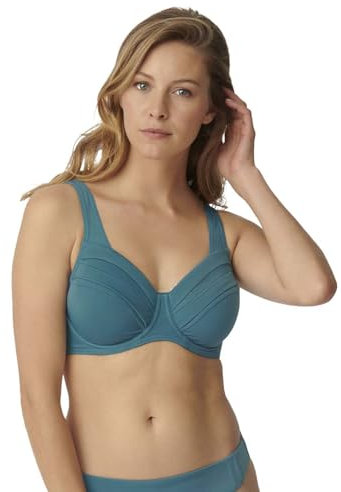 Costume Bikini Triumph Completo Reggiseno con Slip Fianco Medio Solid Splashes W Azzurro 7404 Taglia 50 Coppa D
