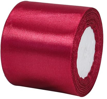 23m Satinband Geschenkband Helles Burgunderrot 75mm Breit,Trauer Band Schleifenband Satin Dekoband Geschenkverpackung Deko Stoffband für Halloween Weihnachten Hochzeit Taufe Geburtstag DIY-Handwerk