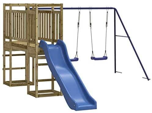 vidaXL Spielturm, Klettergerüst mit Rutsche Schaukel, Kinder Kletterturm, Spiel-Zubehör für Garten, Holz Spielplatz Spielhaus, Imprägniertes Kiefernholz