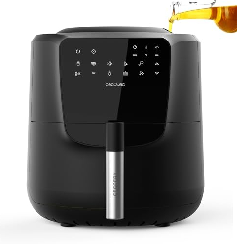 Cecotec Heißluftfritteuse ohne Öl 5,5 l mit Spray Air Fryer Cecofry Rain M. 1550 W, Automatisches und manuelles Sprühen, Touch-Bedienfeld, Regulierbarer Thermostat, Selbstreinigung, 8 Menüs