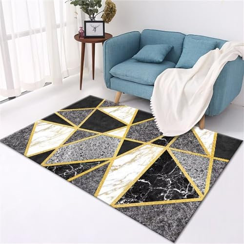 RUGMRZ Teppich Mädchen Kinderzimmer Babyzimmer grau-gelbes Dreieck geometrisches Muster Wohnzimmerzubehör Multi-Size Kind 200X300CM