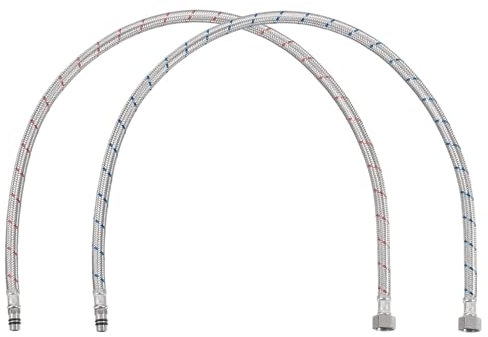 QUARKZMAN 32-Zoll langer Wasserhahn-Zulaufschlauch, 2 Stück G3/8 weibliches Kompressionsgewinde x M10 männlicher Anschluss, geflochtener kurzer Zulaufschlauch aus 304 Edelstahl