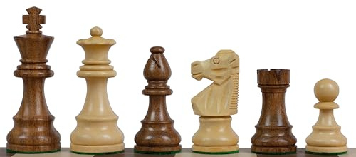 Sunrise Chess & Games Französische Lardy Schachfiguren - Akazie & Buchsbaum, 3,5 Zoll, Handgefertigt, Elegantes Design, Premium Qualität