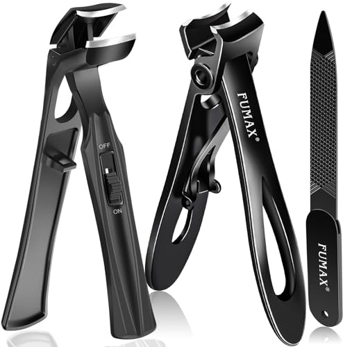 Nagelknipser für Senioren Dicke Nägel mit breitem Kiefer & Langem Griff | Winkelkopf Nagelknipser Fußnägel mit Auffangbehälter, Nagelzwicker Groß Nail clipper Geschenk für Männer und Frauen Schwarz