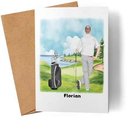 Kiddle-Design Golfer Karte Personalisiert Golfgeschenk für Golfspieler Golftrainer Geburtstagskarte Geburtstag Golfer Mann Golf Gadget