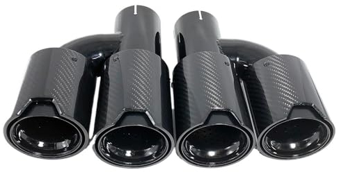Auspuffblende 1 paar H Doppel Glänzend Schwarz Auspuffrohr Schalldämpfer Rohr Carbon Faser Auspuff Spitze Auspuff Endrohr(70mm in-93mm out)