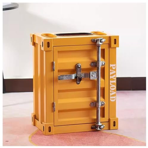 exproyzk Basurero Vintage Contenedor Estilo Industrial Contenedor metálico Contenedores de Basura para Interior o Exterior(Amarillo)