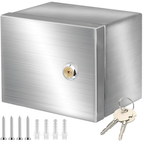 CHENGPI Scatola Elettrica da Esterno in Acciaio Inox 304 con 1 * Interruttore Differenziale 2P da 32A e 2 * prese Euro da 250V/16A, Cassetta Elettrica Esterna da Parete Esterno/Interno con Serratura