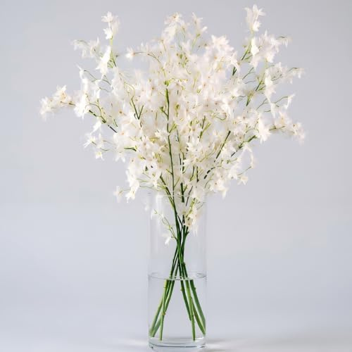 Minnhua 3PCS Künstliche Kirschblütenzweige Weiß Kunstblumen Deko | Künstliche Blumen Kirsche Sakura Plastikblumen für Topf Vase Büro Hochzeit Balkon Garten Party