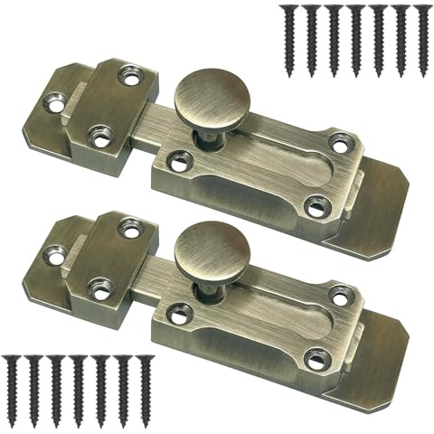 Door Bolts for Internal Doors, 2 Pack Polished Chrome Gate Latch, 3 Inch Bedroom Door Lock & Patlock for Patio Doors, Surface Mounted Sliding Security Bolts for Bathroom, Cupboards