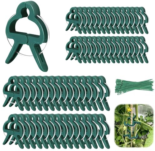 mizikuu 100 Stück Pflanzenclips, Pflanzenhalter für Kletterpflanzen Wiederverwendbare Pflanzenklammern 2 Größen Pflanzenstützclip für Rankhilfe Tomaten Gurken Rosen Gurken und Andere Rankpflanzen