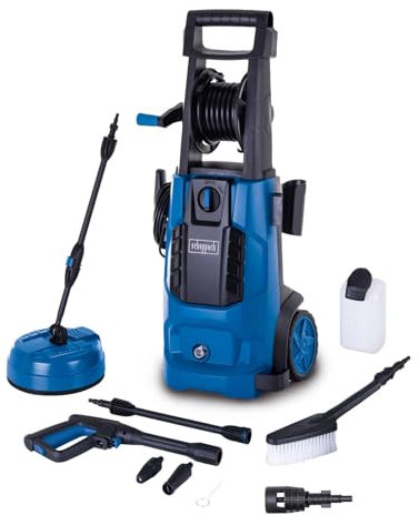 Scheppach Hochdruckreiniger HCE2600x inkl. Zubehör, Reinigungstank & integrierter Schlauchtrommel | 180bar Druck | 2400W Leistung | 5m Hochdruckschlauch | Fördermenge 480 l/h | mobiler Flächenreiniger