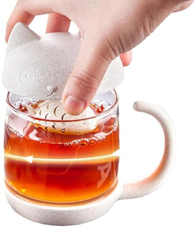 Genérico Di Tè Con Infusore - Carina Di Caffè Del Cartone Animato | Bevande Fredde E Fredde Di Con Infusore Di Tè Di Pesce, Di Tè Del Cartone Animato Per Tè, Succo, Latte