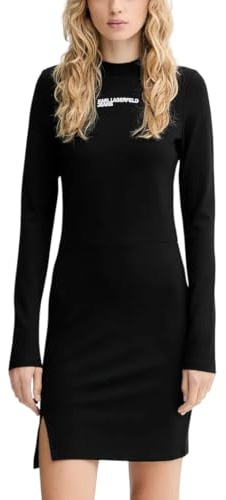 Karl Lagerfeld Jeans Femme Milano Mock Neck Dress Black L