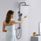 Auralum Regendusche Schwarz ohne Armatur, Duschgarnitur mit Regendusche Quadratischer Duschkopf 25cmx25cm, Duschsystem ohne Armatur Höhenverstellbar Duschstange von 74-109cm