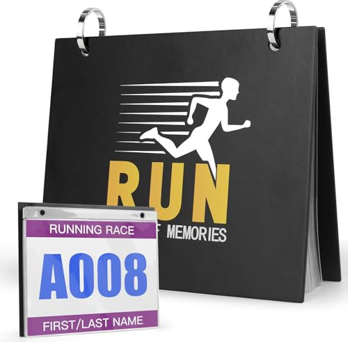 Race Bib Album, 24 Vinyl Sleeves, Display Holder With Cover for Marathon, Running Race Numbers