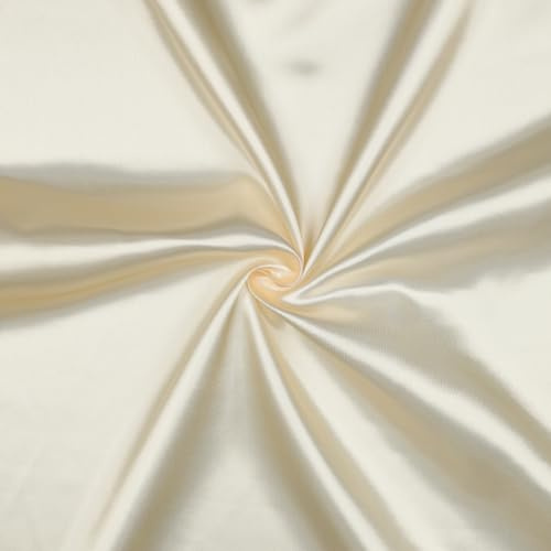 VmG-Store satintyg 2 m x 146 cm kupong satintyg, ingen metervara, silkeslen polyester för sömnad, glänsande dekorativt tyg för kläder, gardiner, kostymer, damklänning, kjol (023 beige)