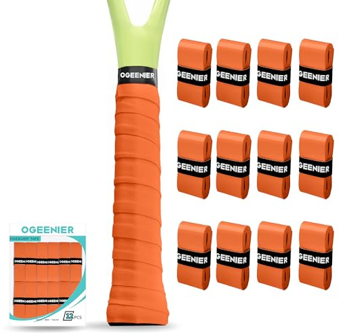 Ogeenier Griffband für Tennisschläger, saugfähiges und rutschfestes Griffband für Badminton- und Squashschläger, vorgeschnittenes, weiches Schläger-Padel-Griffband, 12 Stück