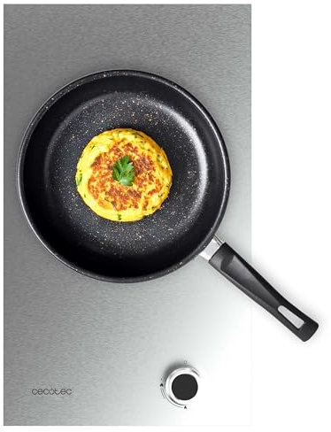 Cecotec Plaque de Cuisson à Gaz Bolero Squad G 1400S Inox avec 1 Foyer, 3,4 Kw, Grille en Fonte, Foyer à Triple Anneau, Allumage Électronique, Système de Sécurité des Valves, Conversion au Gaz Butane