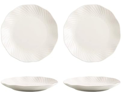 Nff Juego De 2 Platos Llanos De Cerámica Blanca De 10 Pulgadas, Plato Grande For Servir Carne, Ensalada, Pasta, Apto For Lavavajillas(10 inch)