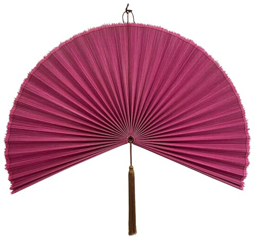 ChumDecor Fan Wall Decor, Bamboo Fan Wall Art for Boho Hanging Headboard,decorative Folding for over Bed Decorations, ( , ), Pink, 31inch, Large | Cute Decorative Oriental and Asian Style Hanging Piece for Above the Bed Headboard Nightstand or Small Living Room