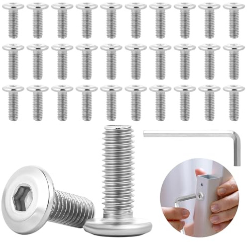 30 stycken M6 x 16 mm platthuvudskruv med inre sexkant, 304 platthuvudskruv med fullgänga, rostfritt stål A2 V2A platthuvudskruv för mekaniska enheter, elektroniska enheter