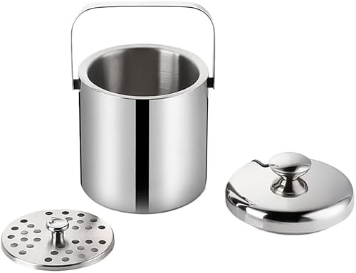 Isbehållare, Dubbelväggig is- och champagnehink med locksil, tång, silver, flera storlekar(3L)