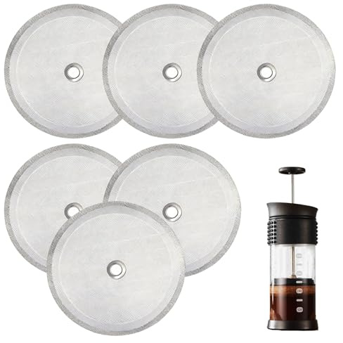 6 Pack Stainless Steel Cafetiere Filter Mesh Screens | 4 French Press Filter Replacement for 1000ml/34oz Coffee & Tea Makers,Cafetiere Mesh Replacement Reusable