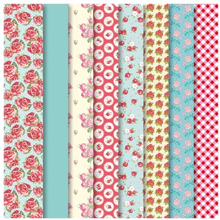 VERVACO Dress Your DOLL Stoffpakete Zum Nähen Barbie Zubehör Kleidung ROTE Rosen Bedruckter Stoff Nähvorlagen Werkzeuge ca. 22 x 30 cm Stoffsets Dekostoff Puppen Style Fashion Design Kit