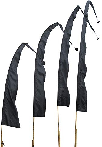 DEKOVALENZ - Balifahne SANUR, 6 Meter schwarz, Stoff ohne Stange, Umbul-Umbul Tempelfahne