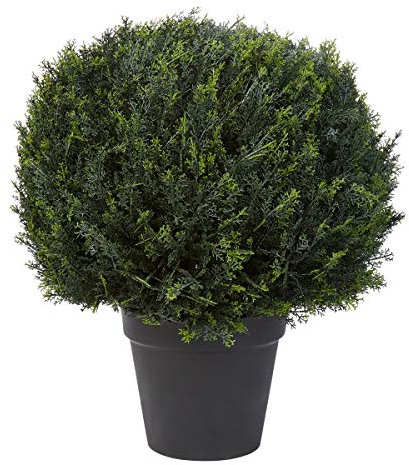 Pure Garden Künstliche Zypressen-Formschnitt-Pflanze, 58,4 cm, Kugel-Stil, Kunstpflanze in stabilem Topf, realistischer Topfstrauch, Heimdekoration