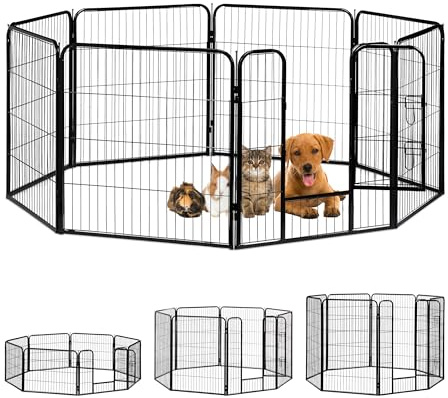 Relaxdays Jaula Perro, Cachorro y Animales Pequeños para Interior y Exterior, Acero, Negro, 80 x 78 x 235 cm, large