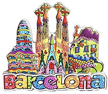 Kühlschrankmagnet, Motiv: Barcelona, Spanien, 3D-Mosaik-Wahrzeichen, Kunstharz, Reise-Souvenirs, handgefertigte Dekoration für Zuhause und Küche, Barcelona, Kühlschrankmagnet, Sammlung, Geschenk