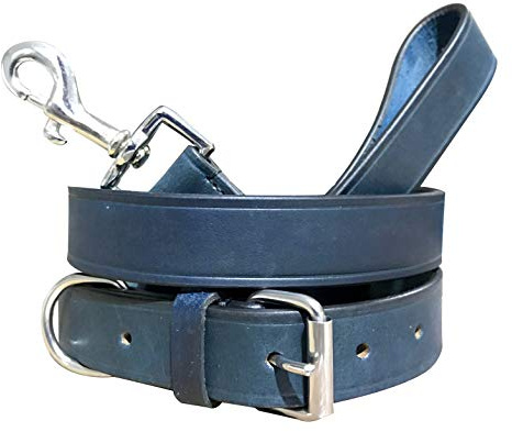 BRADLEY CROMPTON Passendes Paar Hundehalsband und Leine aus echtem Leder